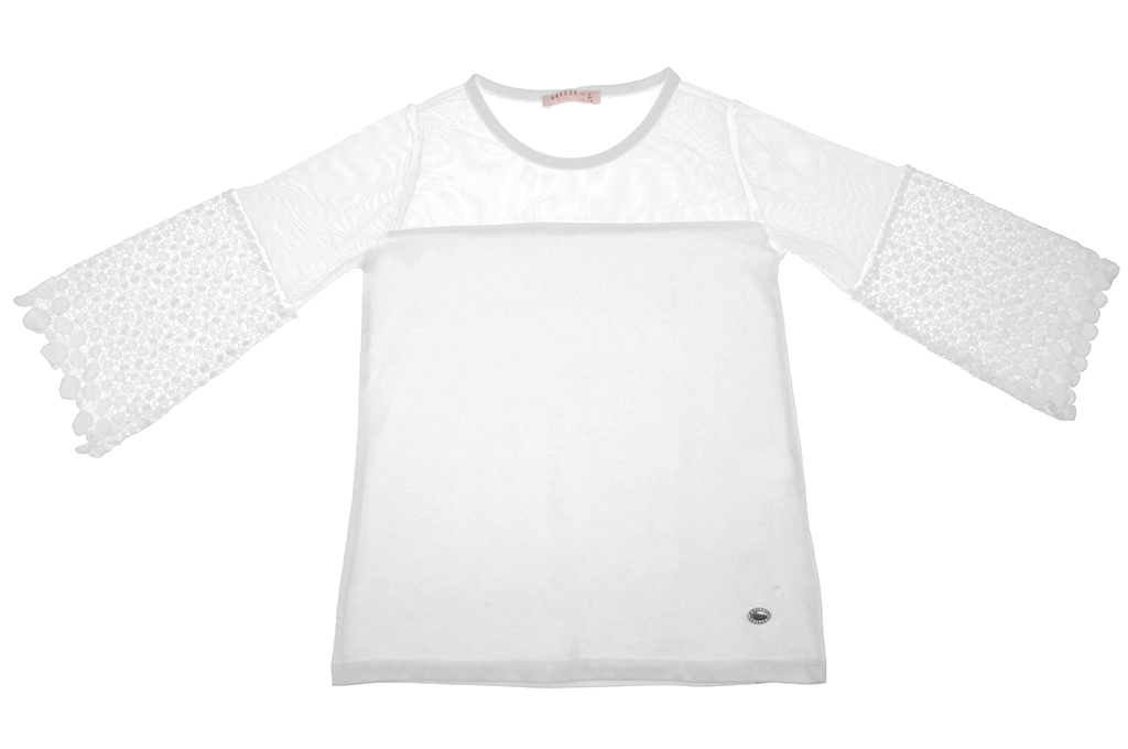 Blouse with tulle and lace for girl