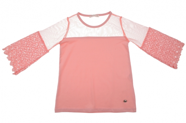 Blouse with tulle and lace for girl
