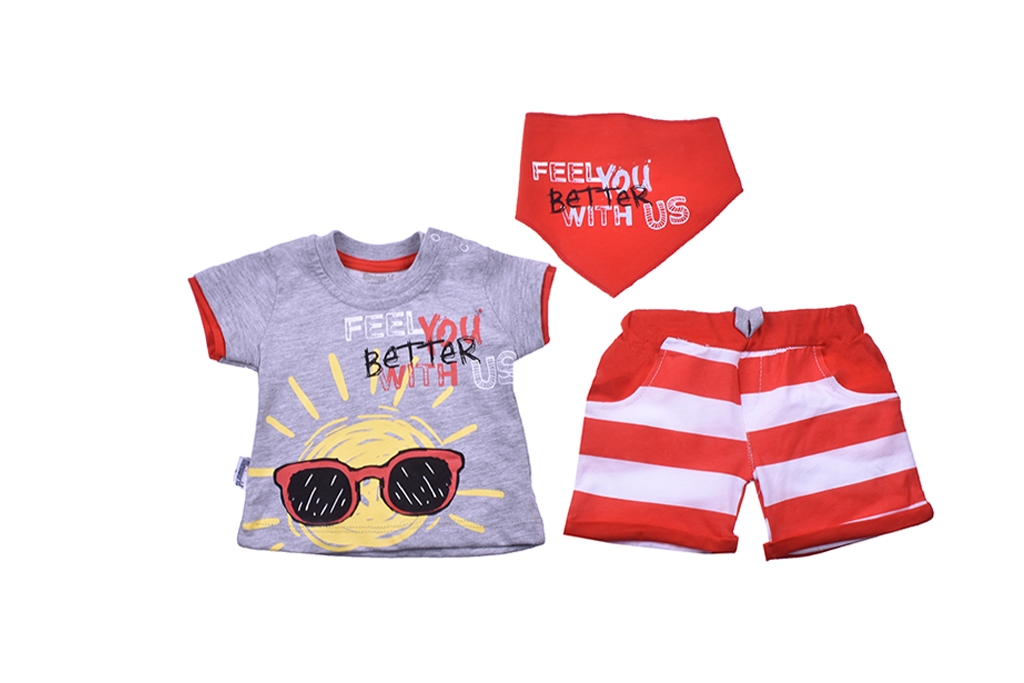 Set short sleeve boy 3 parts