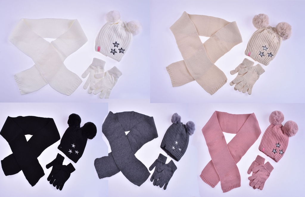 Set with hat, scarf and gloves girl 6 pieces