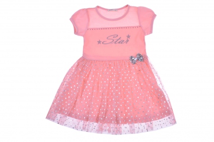 Dress with a short sleeve tulle