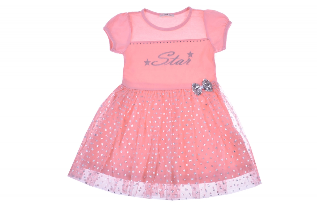 Dress with a short sleeve tulle
