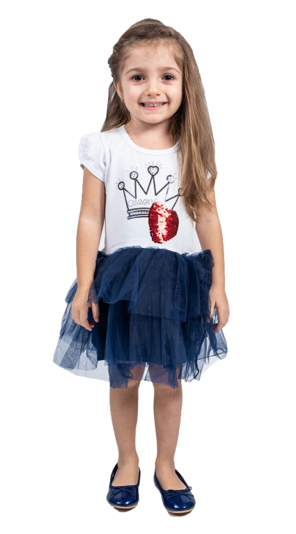 Dress with a short sleeve tulle