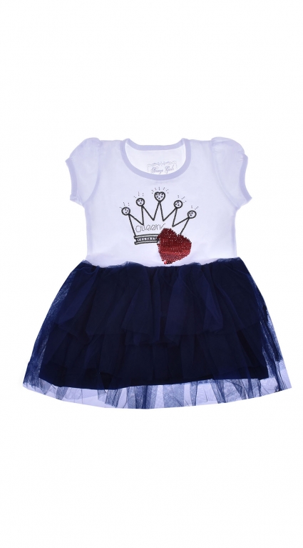 Dress with a short sleeve tulle