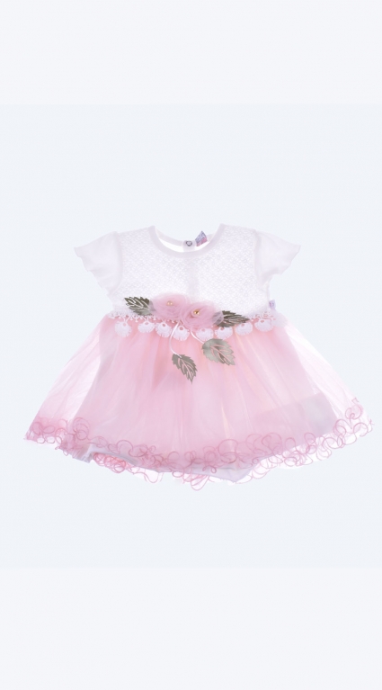 Dress with a short sleeve tulle