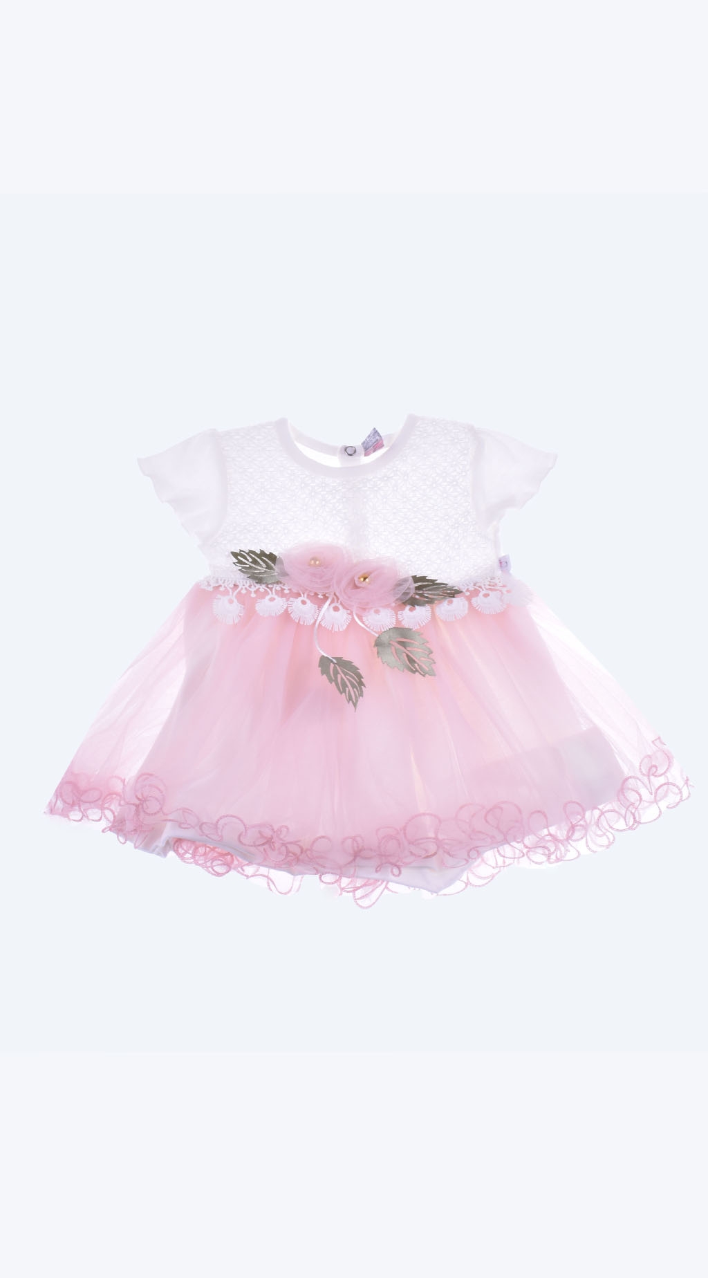 Dress with a short sleeve tulle