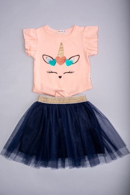 Set girl short sleeve unicorn