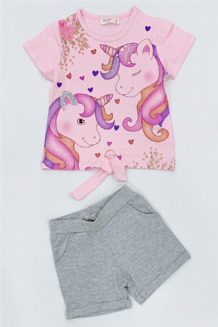 Set girl short sleeve unicorn