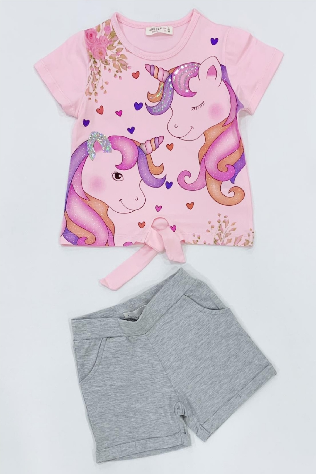 Set girl short sleeve unicorn
