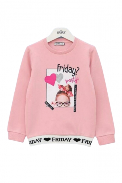 Blouse girl long sleeves cotton wool