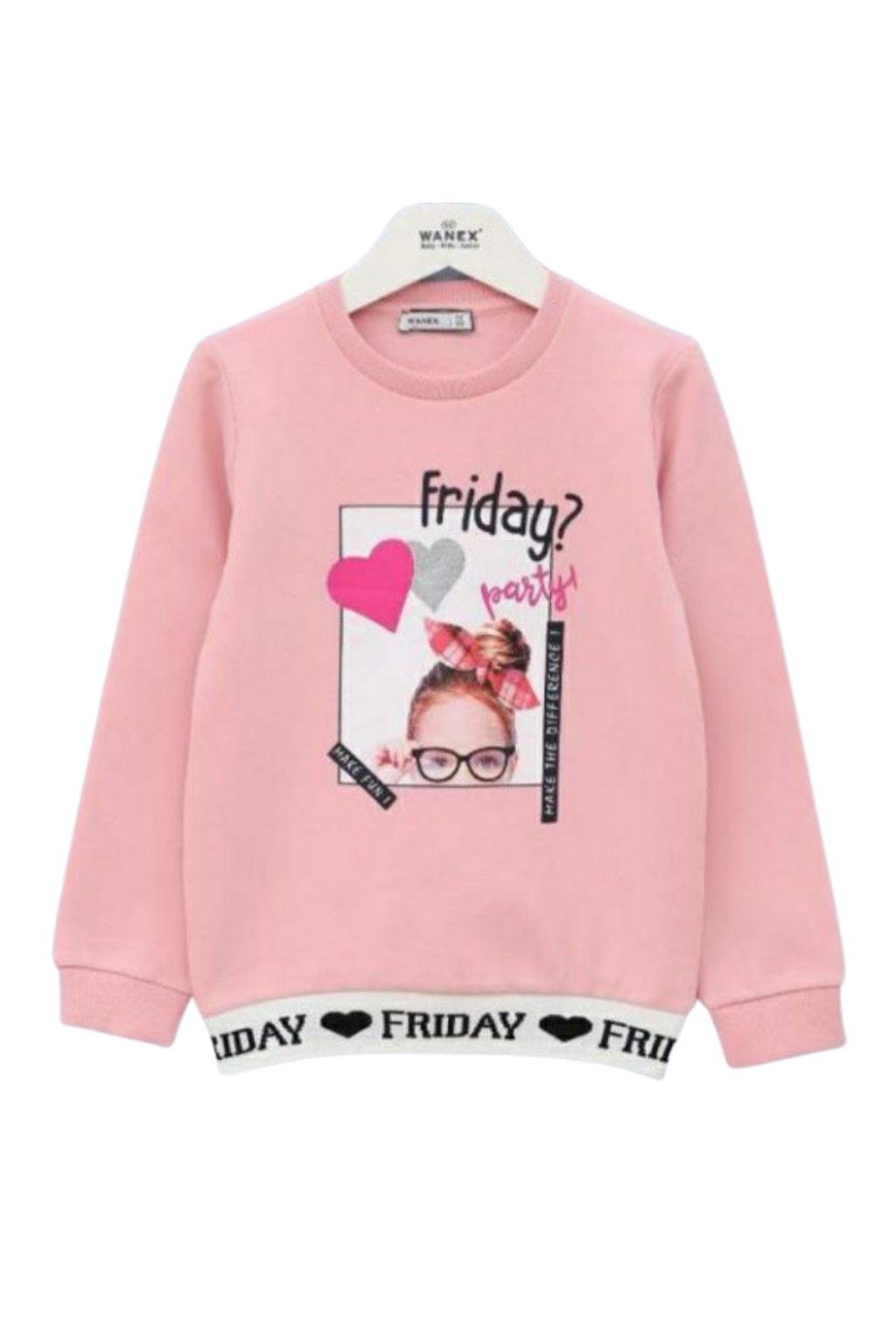 Blouse girl long sleeves cotton wool