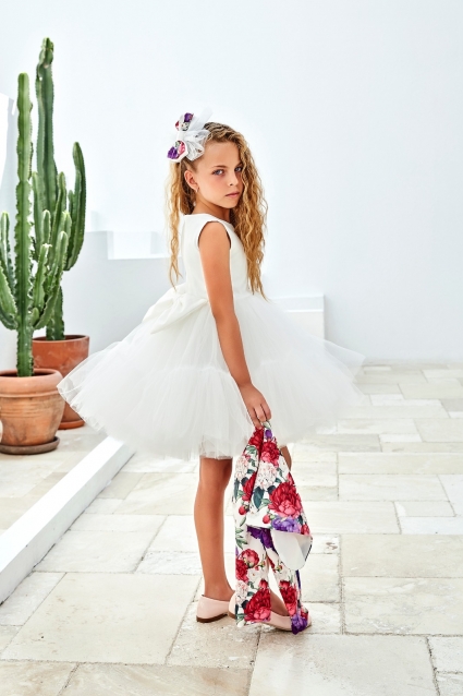 Formal dress with jacket, bag and hairpin