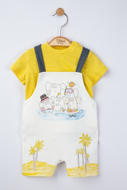 T-shirt with a boy`s overalls
