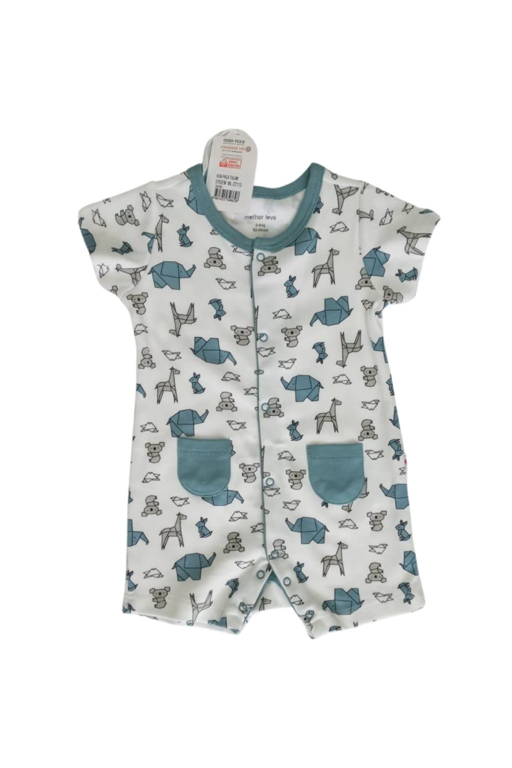 Overalls boy short sleeve with animals