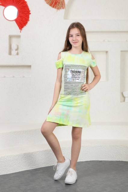 Short sleeve dress with inscription