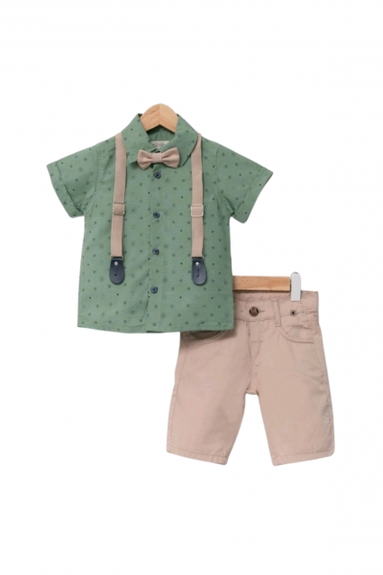 Formal set boy short sleeve with suspenders