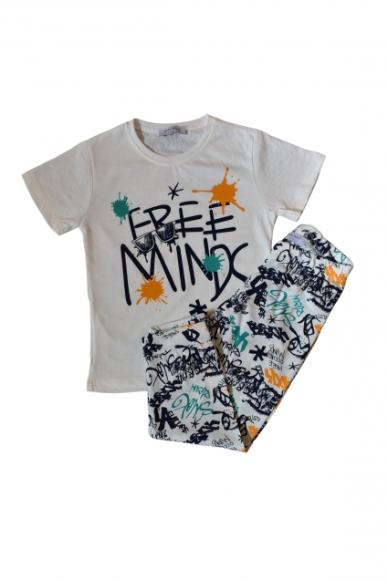 Short sleeve girl set with inscription