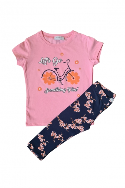 Girl short sleeve set with bike
