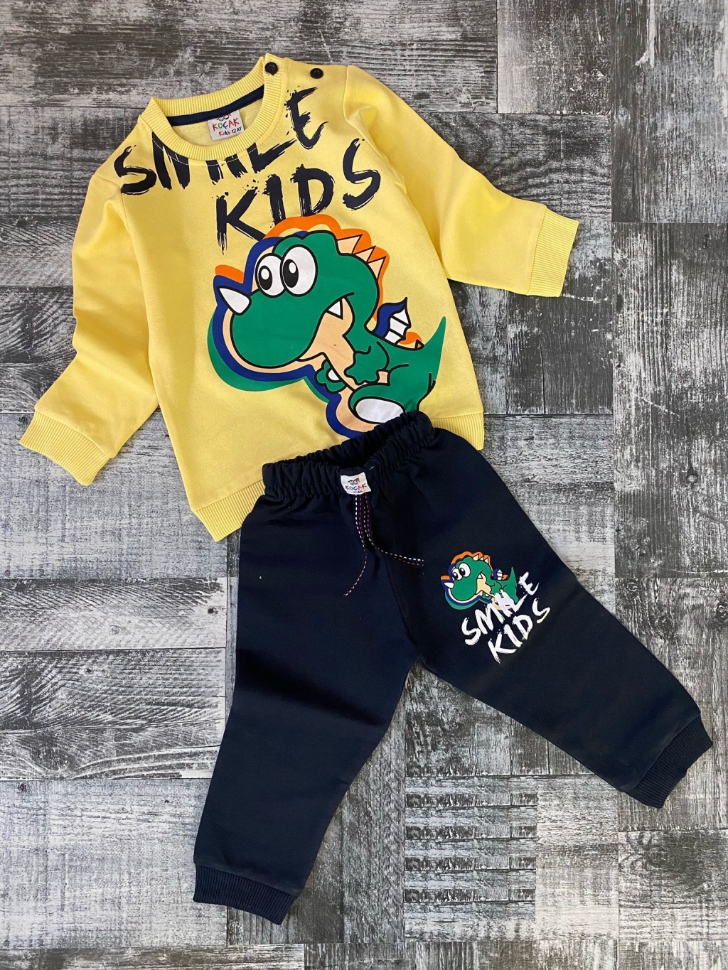 Set long sleeve girl with dinosaur