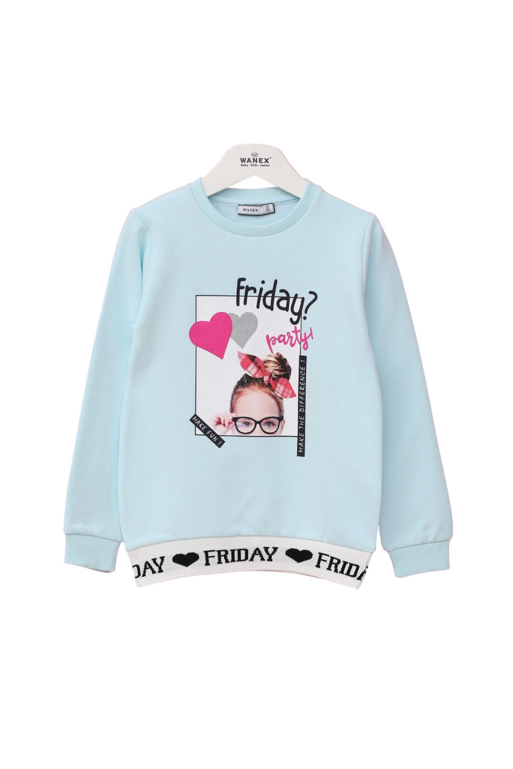 Blouse girl long sleeves cotton wool