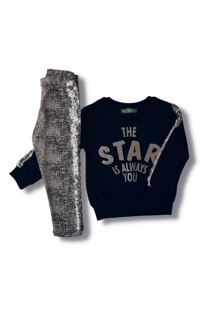 Set girl long sleeve with inscription