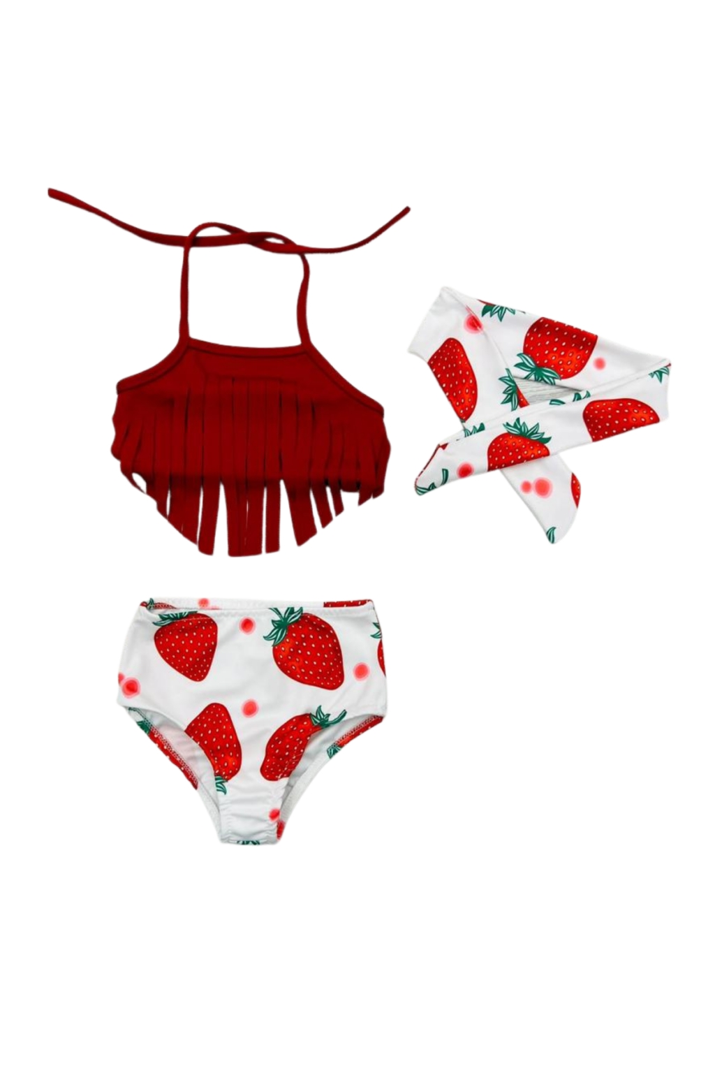 Swimwear girl with headband strawberries