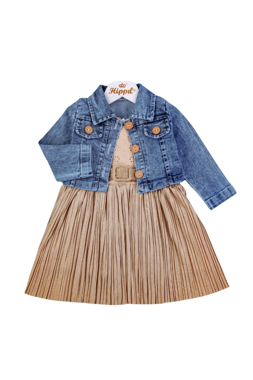 Dress with denim jacket