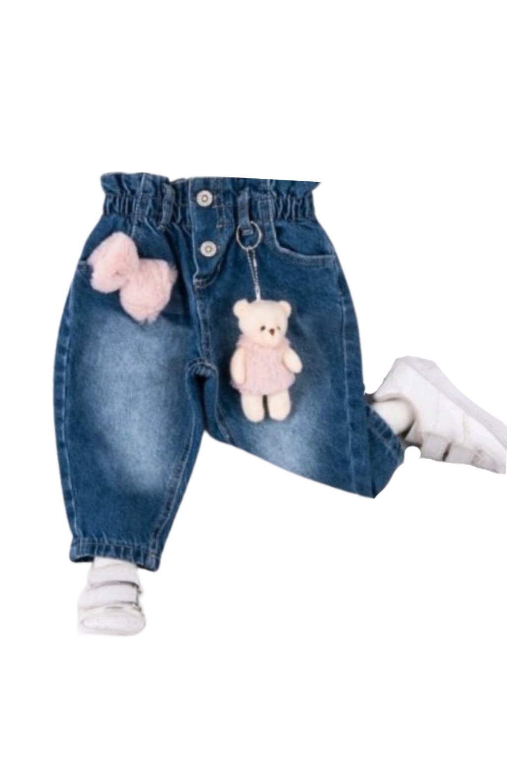 Jeans girl with toy keychain