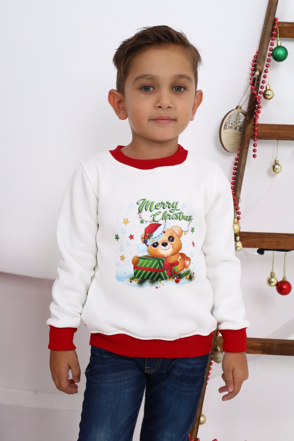 Blouse long sleeve cotton wool christmas