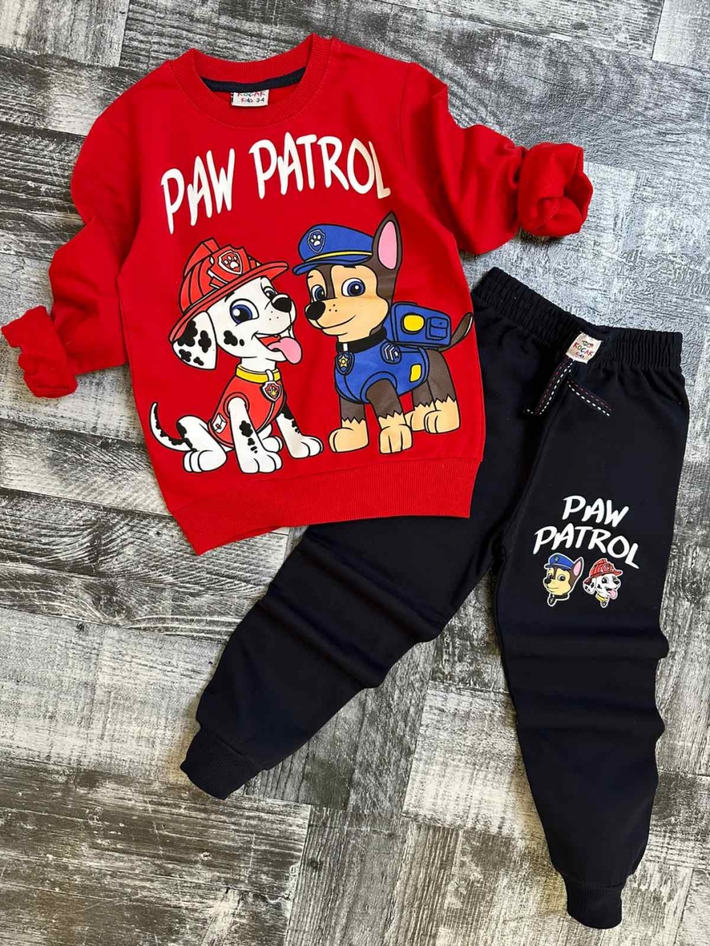 Set din bumbac cu maneca lunga paw patrol pentru baieti