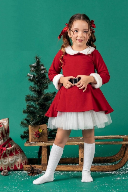 Long sleeve christmas dress with belt
