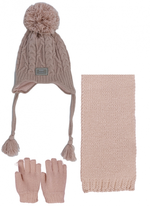 Girl`s hat, scarf and gloves set