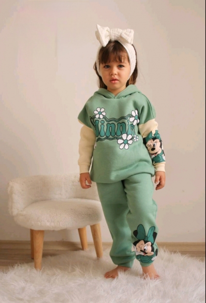 Girl`s long sleeve cotton minnie mouse set