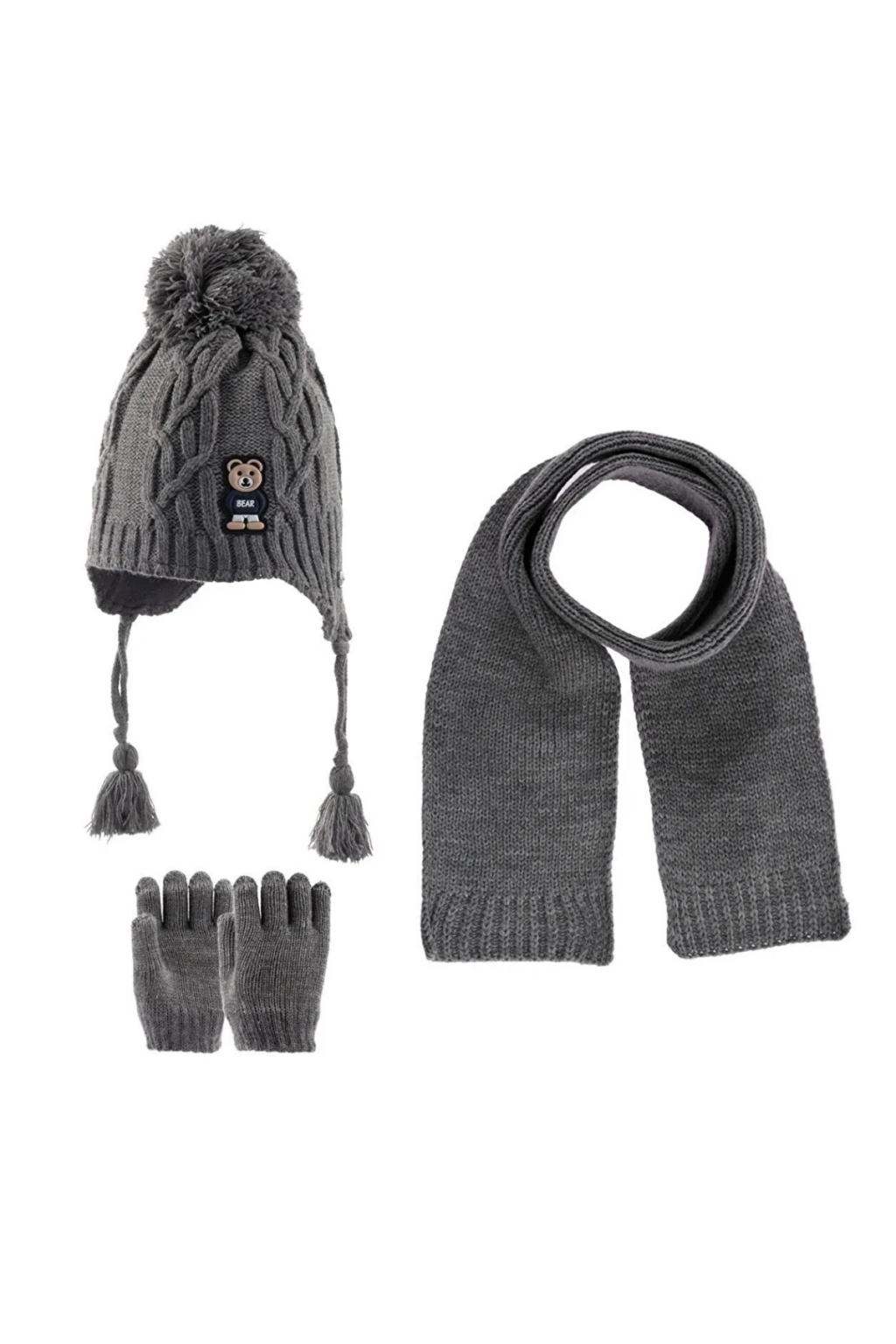 Girl`s hat, scarf and gloves set