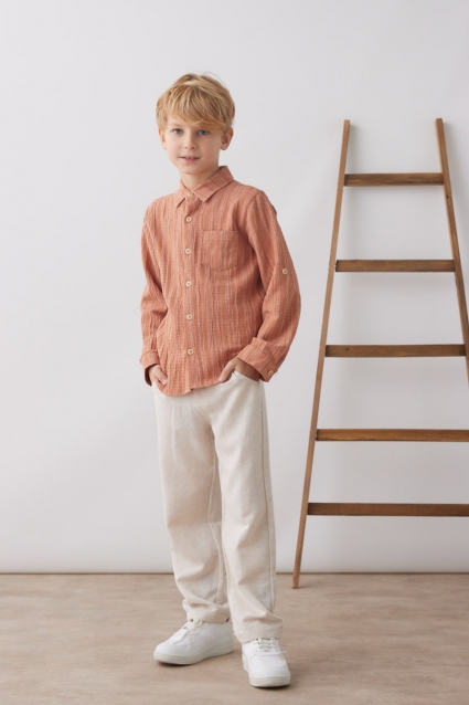 Children`s set for a long -sleeved boy, orange color