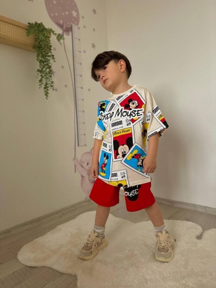 Children`s kit for boy mickey mouse, red color