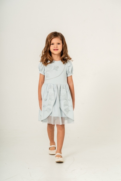 Short sleeve children`s dress, pink color