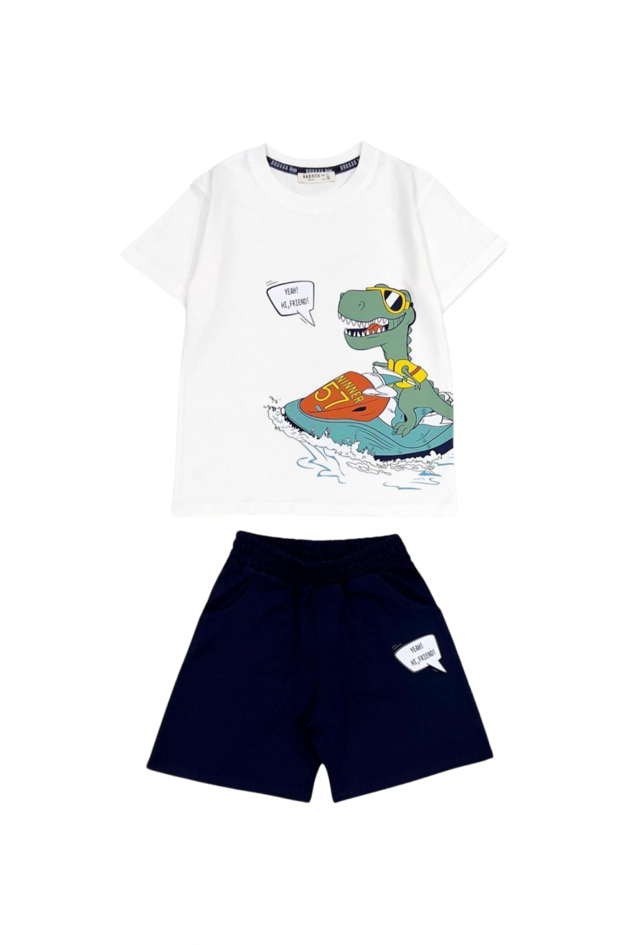 Children`s kit for a short sleeve boy, white color