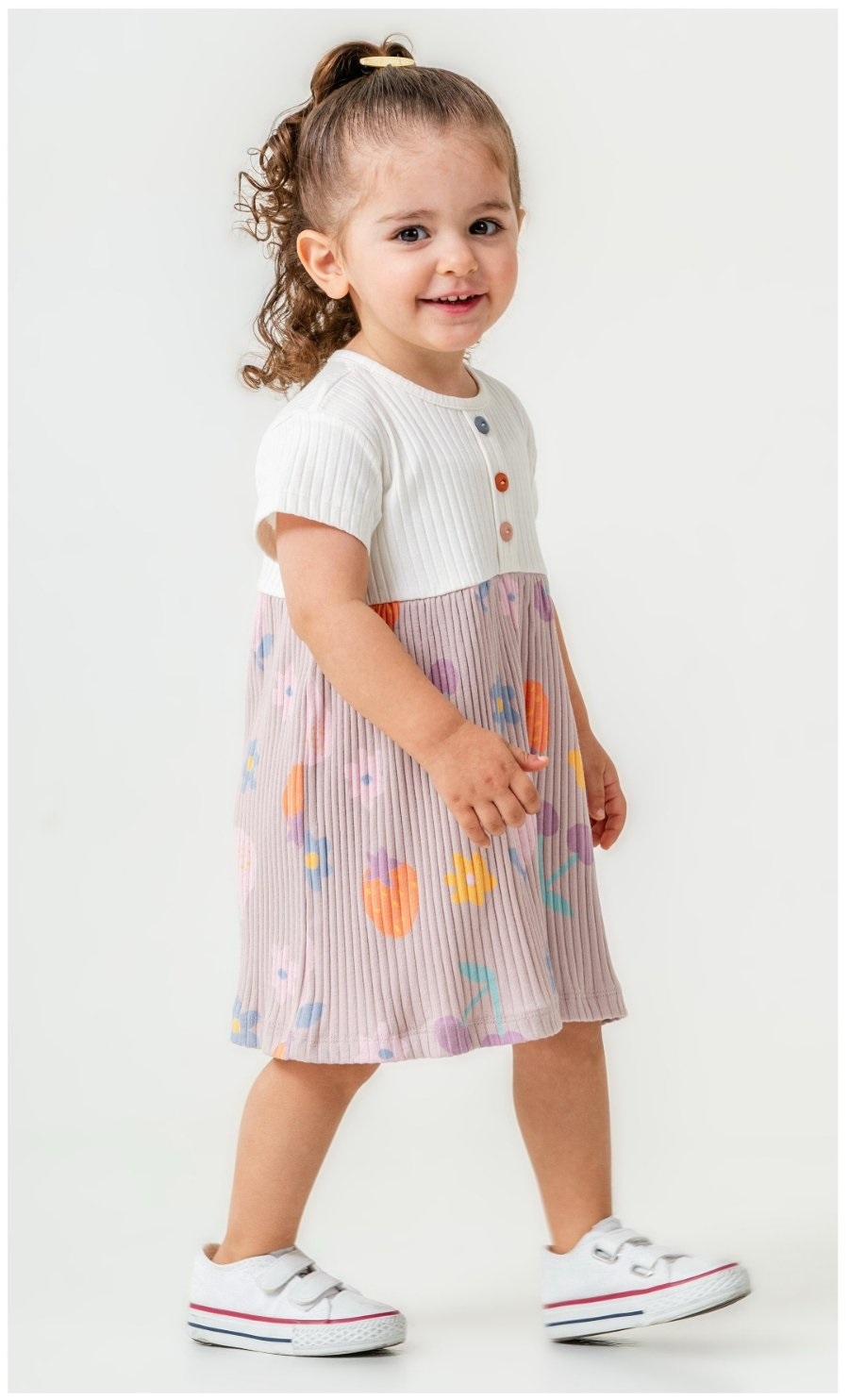 Short -sleeved baby dress, purple
