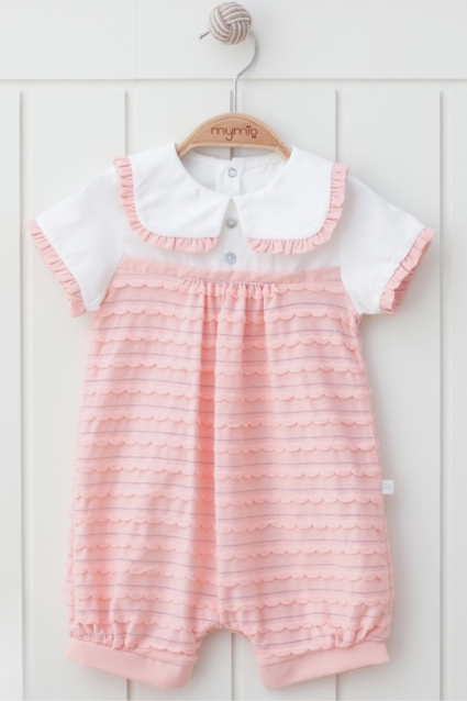 Baby body dress with short sleeves, pink color