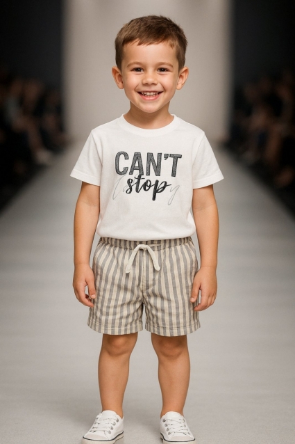 Children`s kit for a short sleeve boy, white color