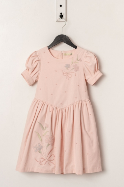 Short sleeve children`s dress, pink color