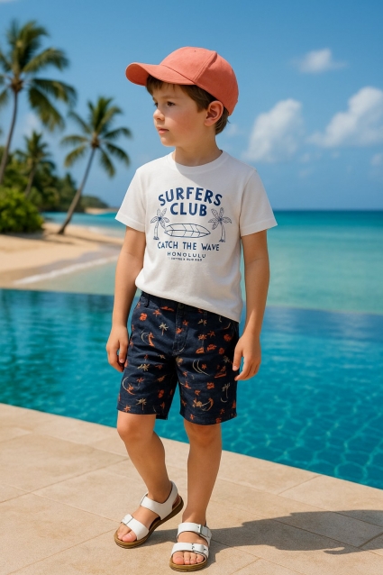 Children`s kit for a short -sleeved boy, gray