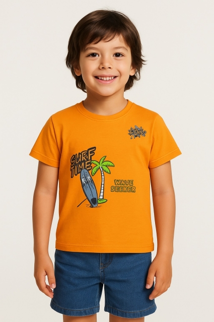 A baby t -shirt for a boy, orange color