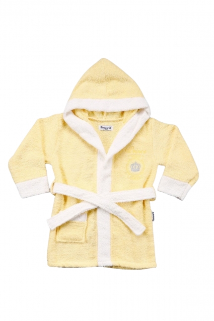Baby bathrobe with belt, yellow color
