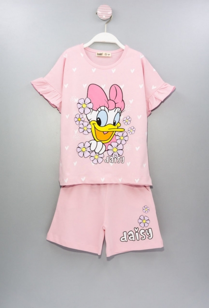 Children`s pajamas for a girl with a short sleeve, a pink color