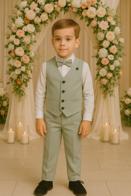 Set formal pentru copii pentru băiat 4 părți, culoare verde