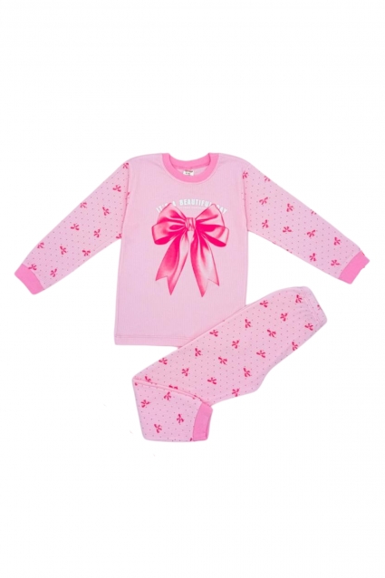 Children`s pajamas for a girl with a long hand, pink color