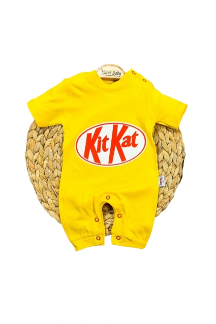 Бебешки гащеризон къс ръкав Kit-Kat, жълт цвят