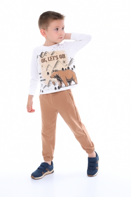 A baby set for a long -sleeved boy, brown color